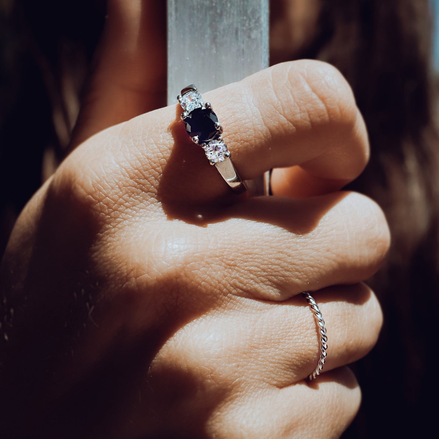 Women's Black Stone Ring