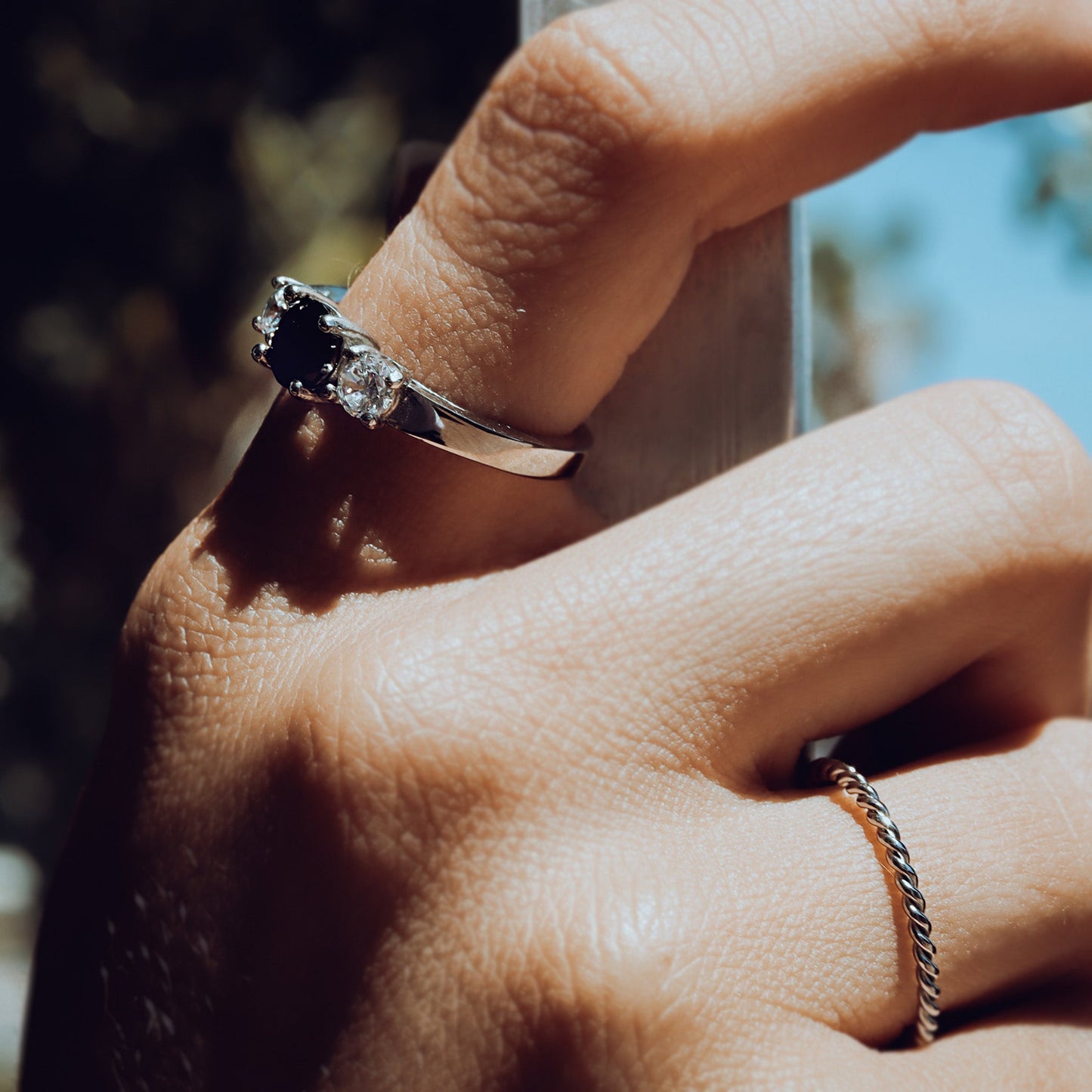 Women's Black Stone Ring