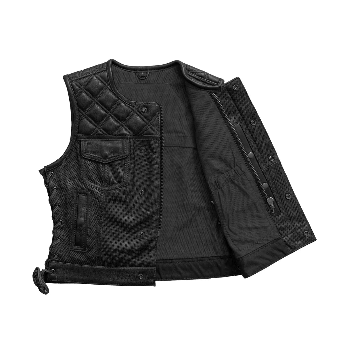 Bonnie Perforated Women's Motorcycle Leather Vest Women's Leather Vest First Manufacturing Company   