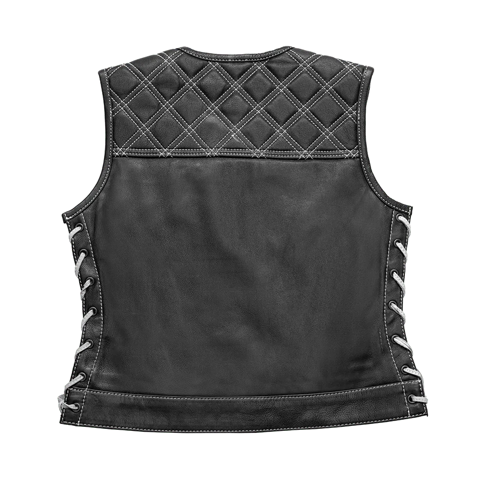 Bonnie - Women's Motorcycle Leather Vest - Diamond Quilt Women's Leather Vest First Manufacturing Company   