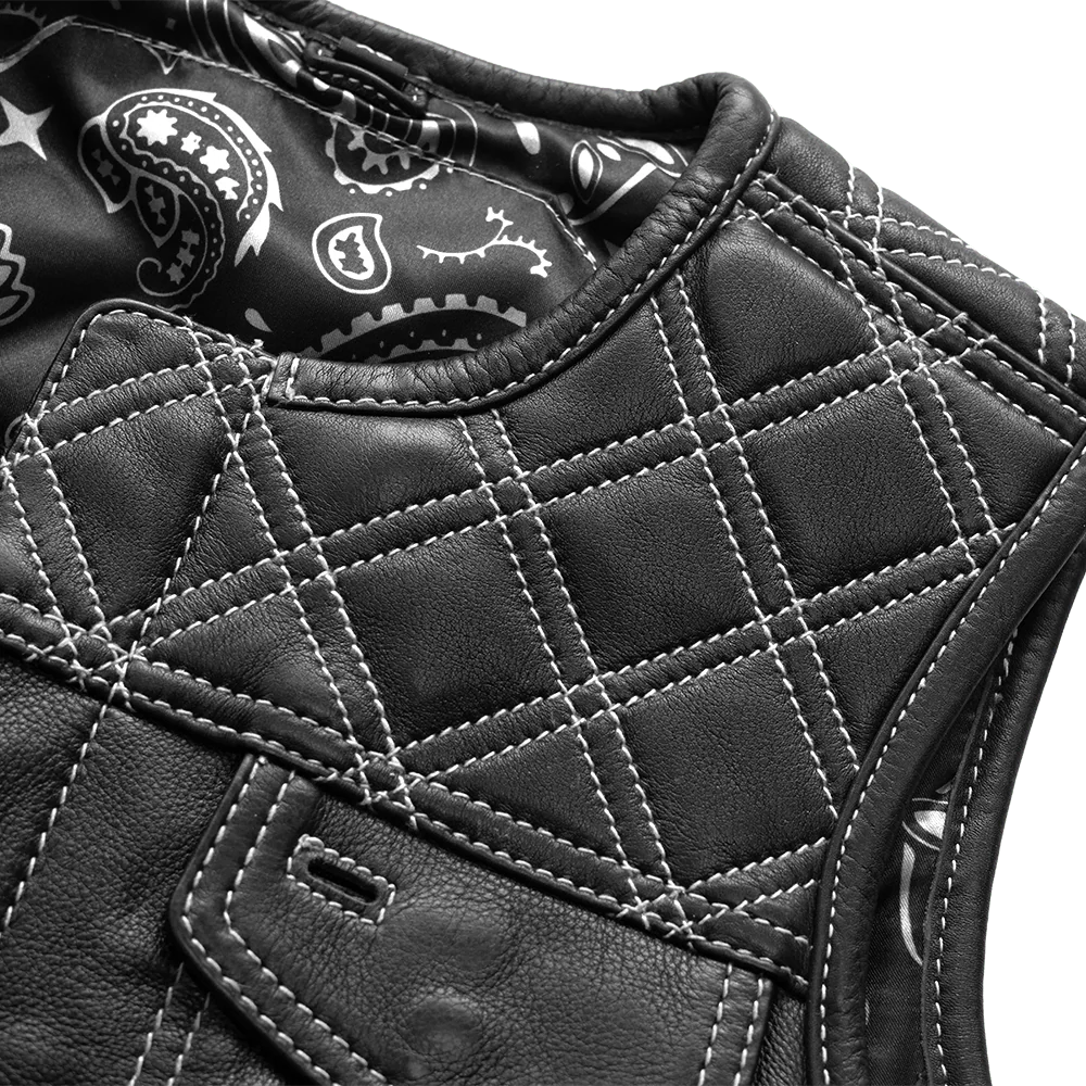 Bonnie - Women's Motorcycle Leather Vest - Diamond Quilt Women's Leather Vest First Manufacturing Company   