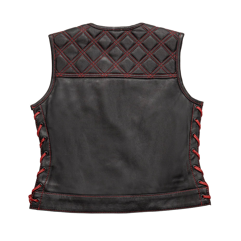 Bonnie - Women's Motorcycle Leather Vest - Diamond Quilt Women's Leather Vest First Manufacturing Company   