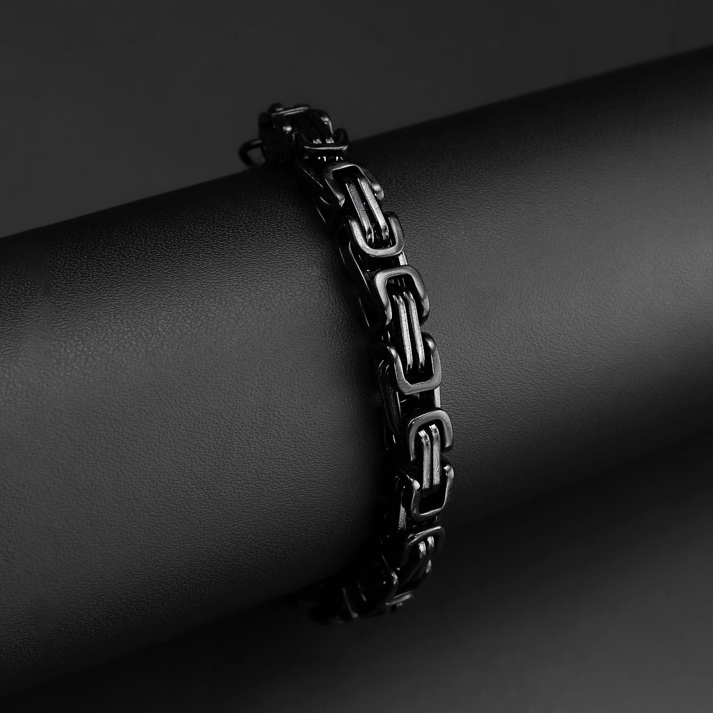 Stainless Steel Black Byzantine Chain Bracelet