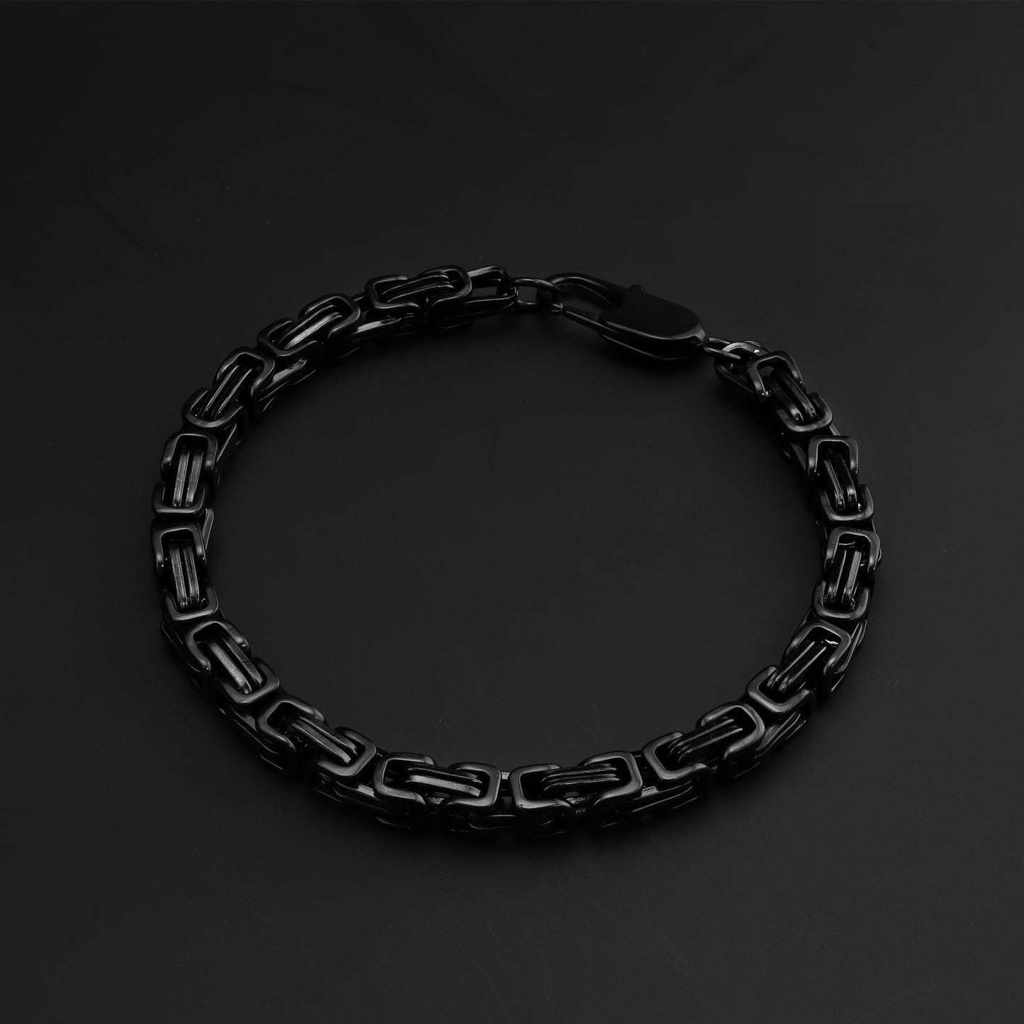 Stainless Steel Black Byzantine Chain Bracelet