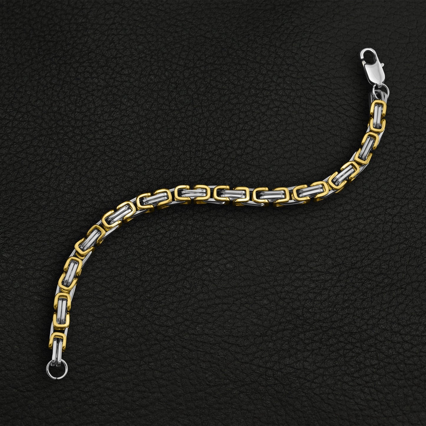 Stainless Steel And 18K Gold PVD Coated Byzantine Chain Bracelet