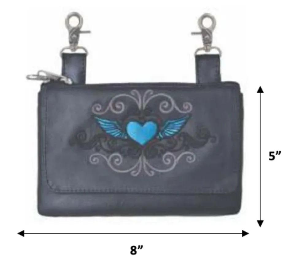 Blue Modern Rider Cowhide Leather Clip-On Bag