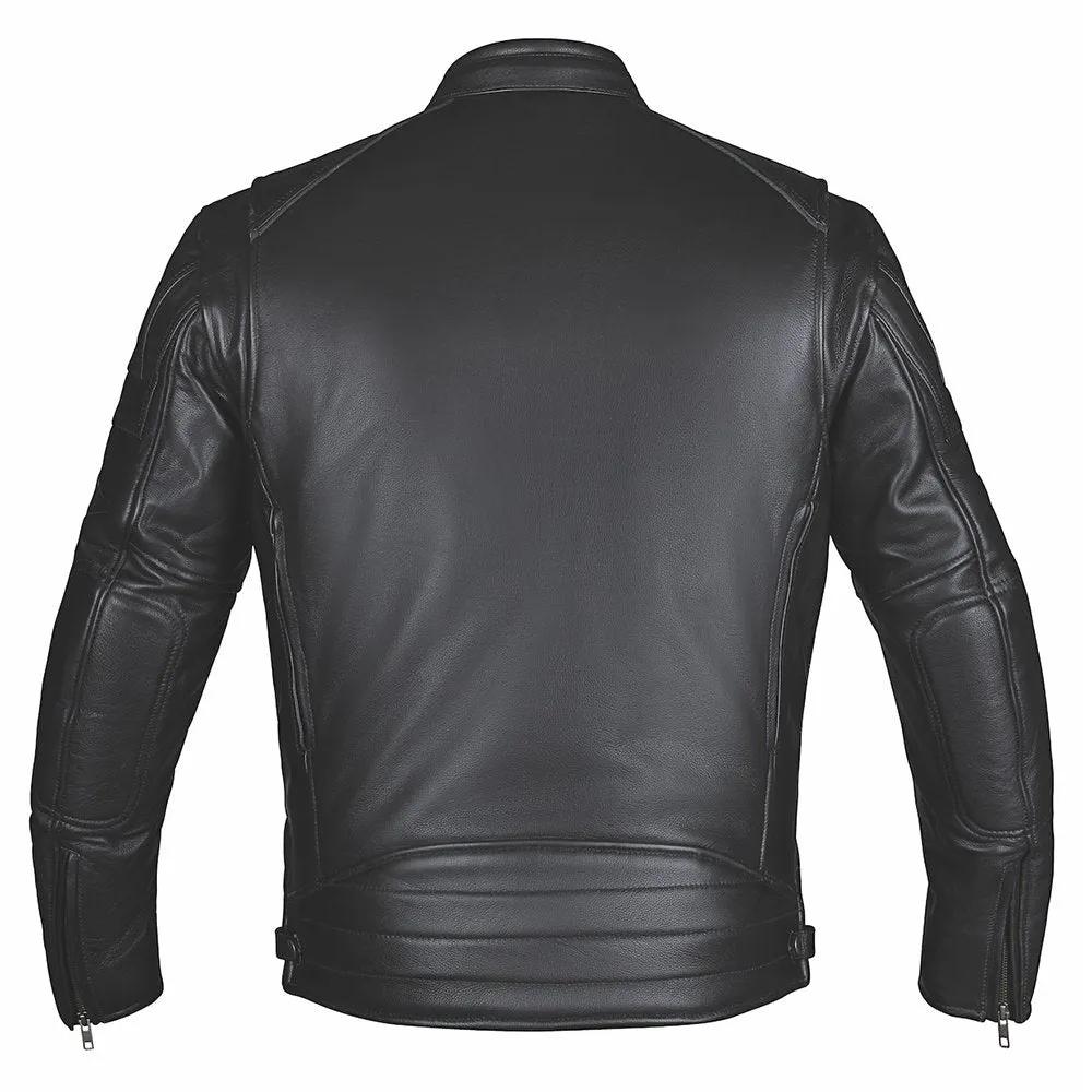 Ace - Mens Ultra Black Leather Motorcycle Jacket