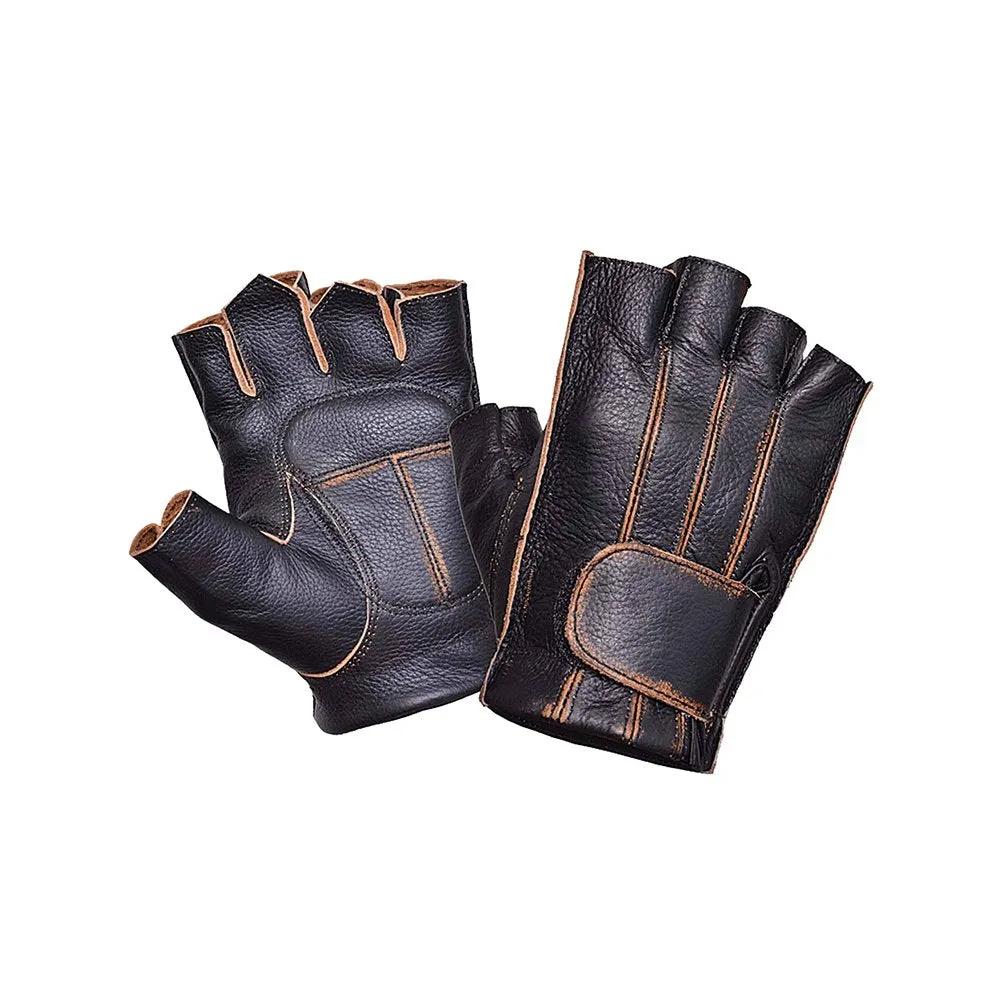 Mens Fingerless Leather Gloves