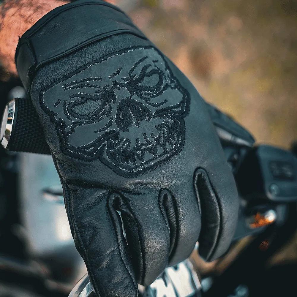 Mens Full Finger Gloves with Reflective Skull Design