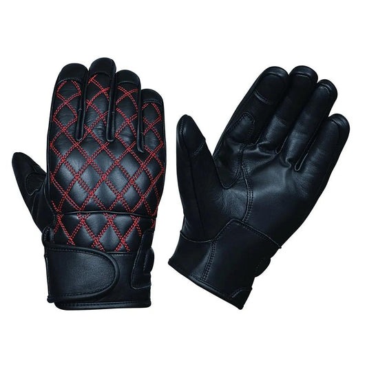 Mens Full Finger Gloves with Red Stitching