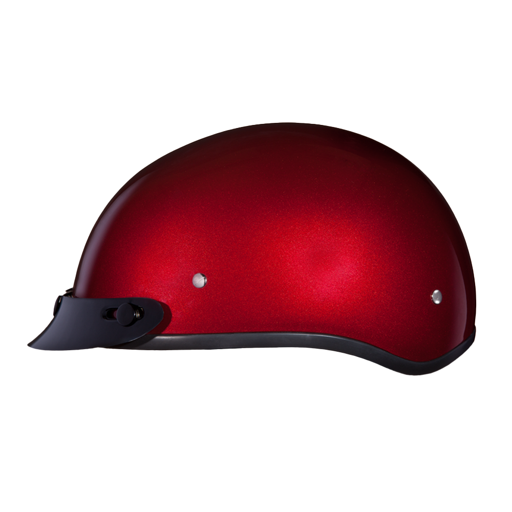 beanie motorcycle helmet dot Daytona Skull Cap Half Helmet with Peak Visor, Black Cherry / L