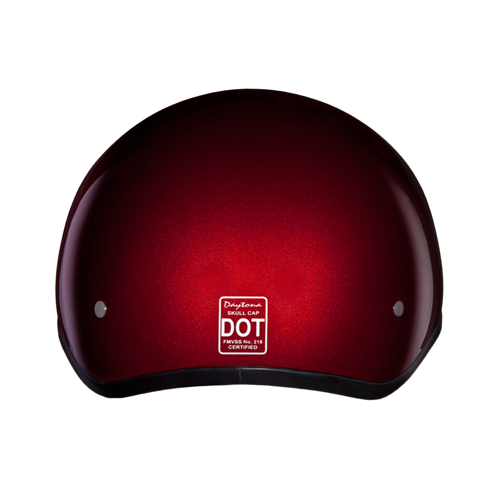 Daytona Skull Cap Half Helmet with Peak Visor, Black Cherry / L