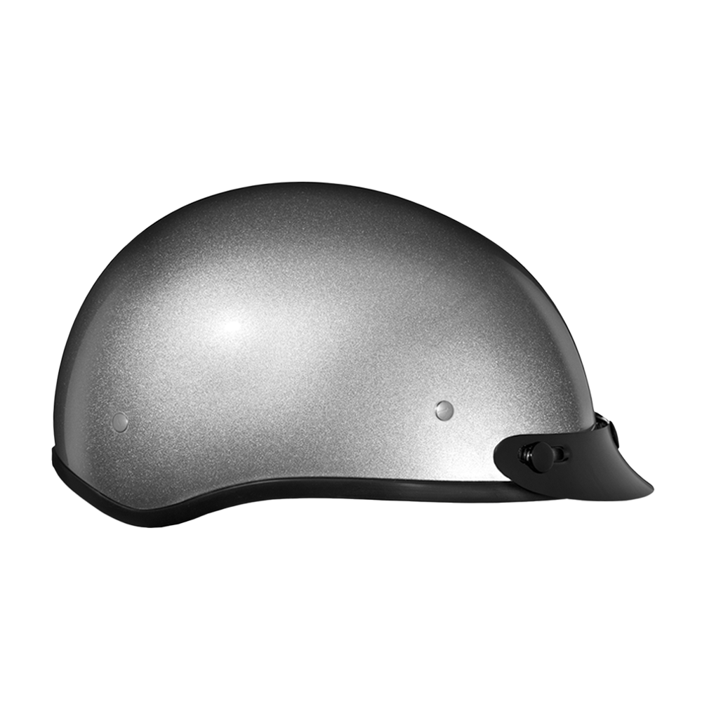 Daytona Skull Cap Half Helmet with Peak Visor, Metallic Silver / L