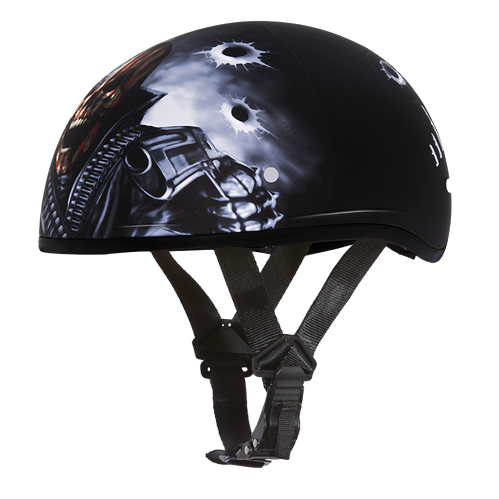 daytona dot motorcycle helmet Daytona Motorcycle Half Face Helmet - Skull Cap Graphics - Come Get 'Em