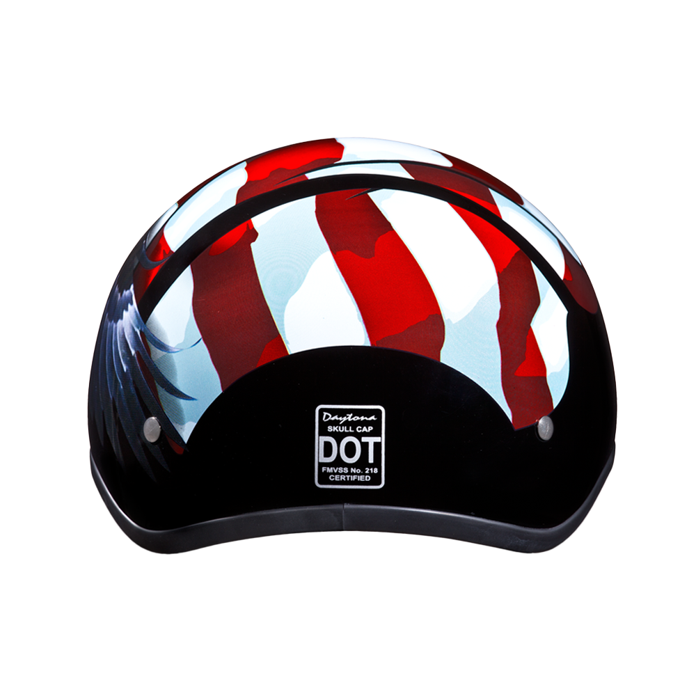 DOT Approved Daytona Motorcycle Half Face Helmet - Skull Cap Graphics for Men & Women, Scooters, ATVs, UTVs & Choppers - W/ Freedom