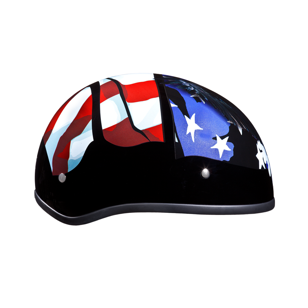 DOT Approved Daytona Motorcycle Half Face Helmet - Skull Cap Graphics for Men & Women, Scooters, ATVs, UTVs & Choppers - W/ Freedom