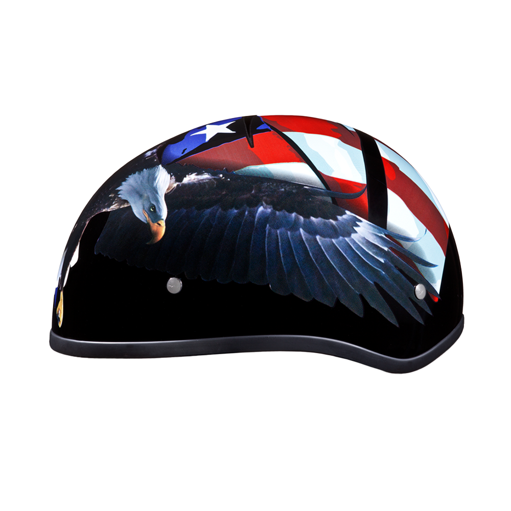 DOT Approved Daytona Motorcycle Half Face Helmet - Skull Cap Graphics for Men & Women, Scooters, ATVs, UTVs & Choppers - W/ Freedom