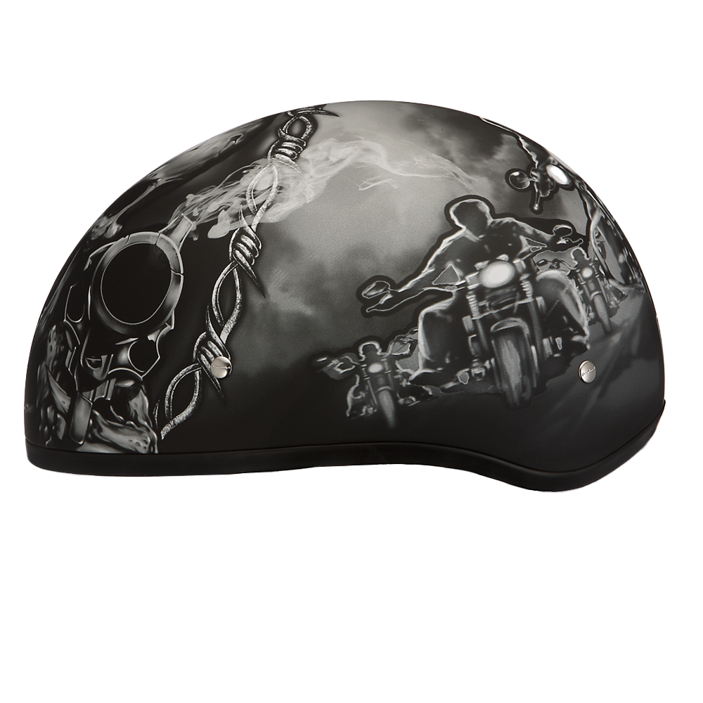 Daytona Skull Cap Guns Half Face Motorcycle Helmet, XL