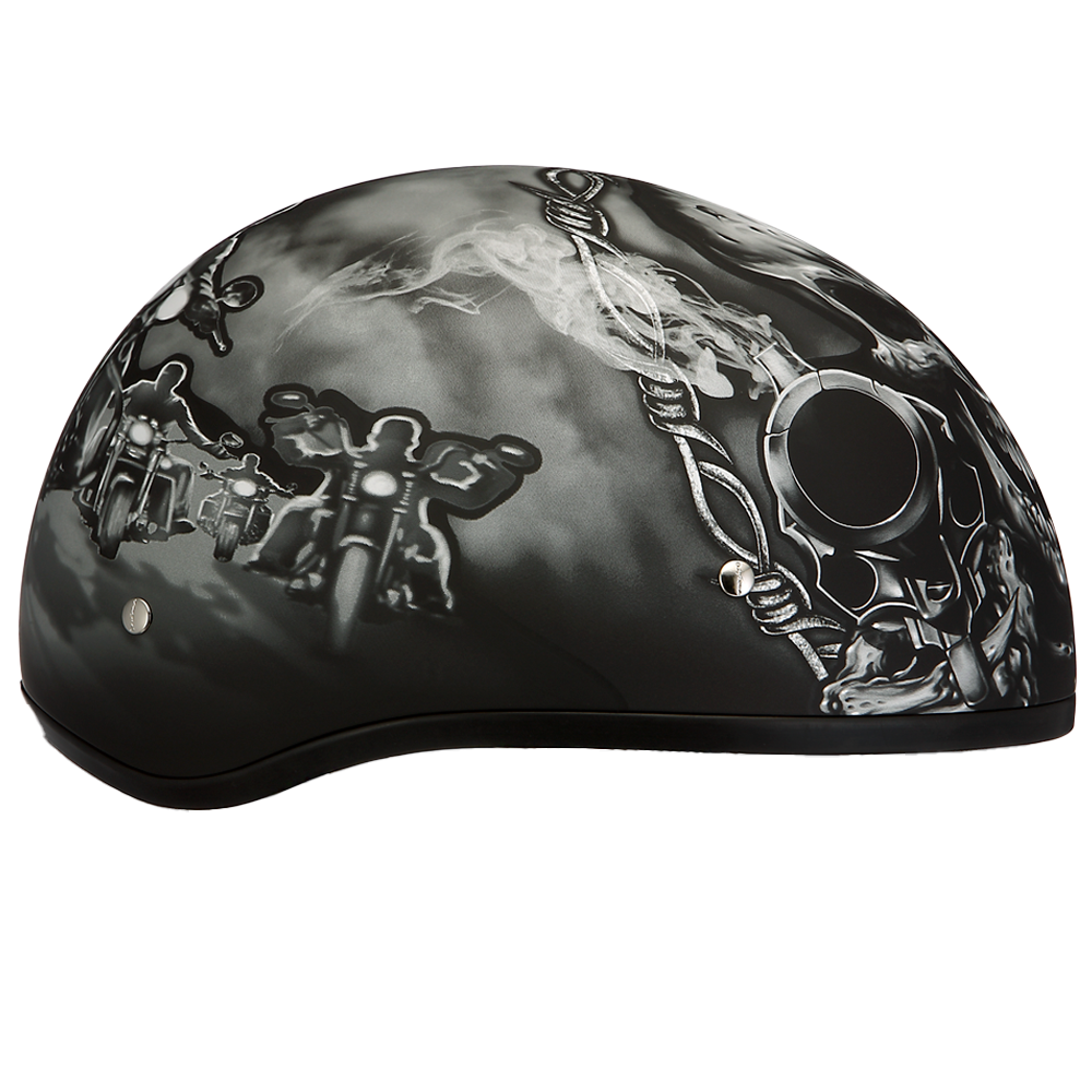 dot approved baseball cap motorcycle helmet Daytona Skull Cap Guns Half Face Motorcycle Helmet, XL