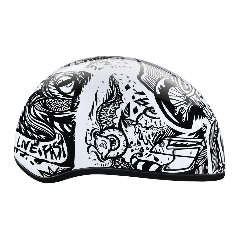 custom design motorcycle helmets Daytona Skull Cap Live Fast Motorcycle Helmet, M
