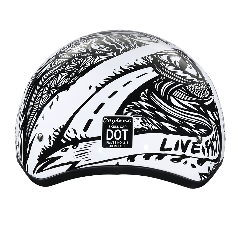 dot approved baseball cap motorcycle helmet Daytona Skull Cap Live Fast Motorcycle Helmet, M
