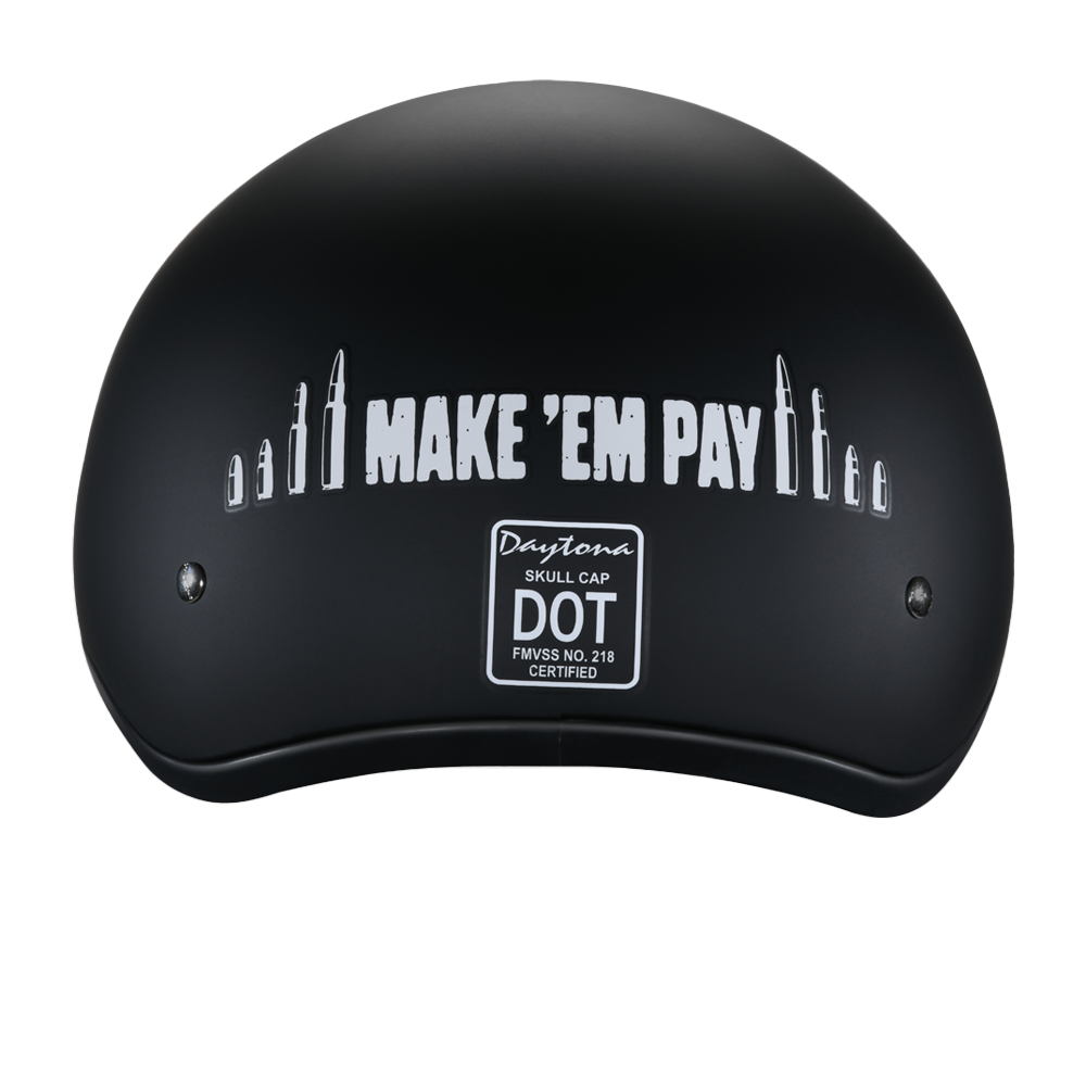 baseball cap motorcycle helmet dot approved Daytona Motorcycle Half Face Helmet - Skull Cap Graphics -Make 'Em Pay