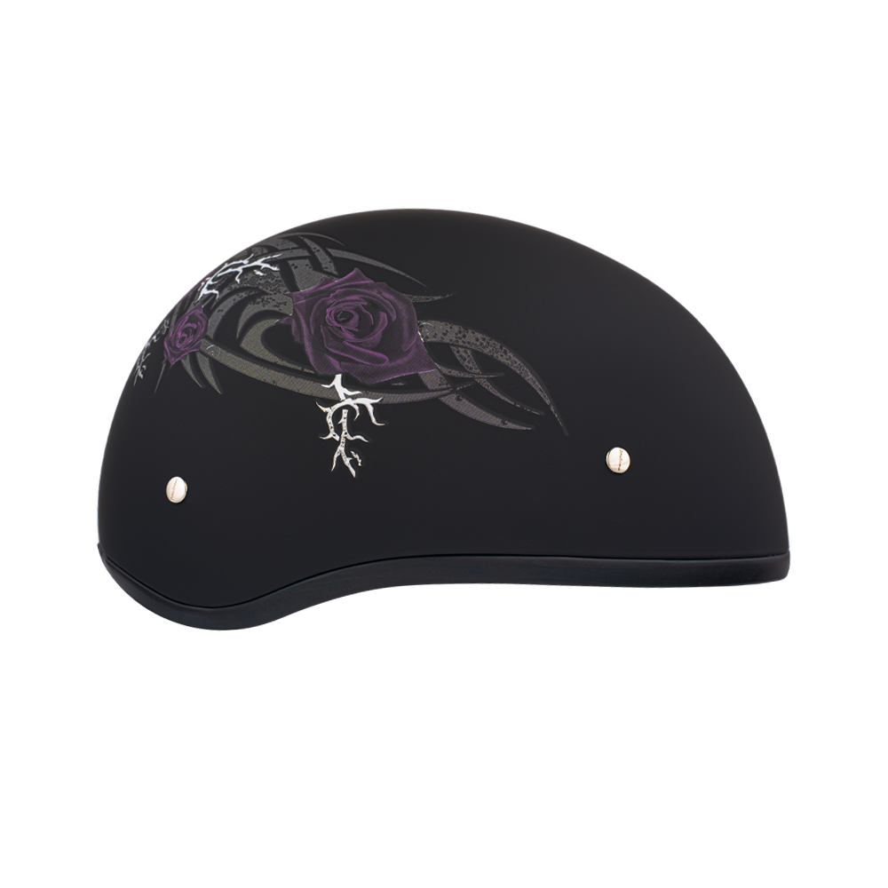 Daytona Women's Skull Cap Purple Rose Half Helmet, 2XS Daytona Women's Skull Cap Purple Rose Half Helmet, 2XS