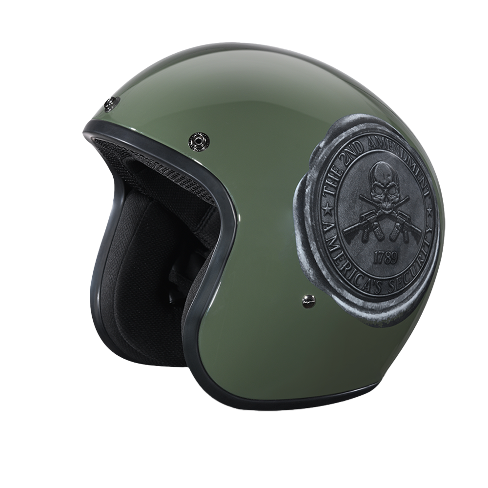 5x dot approved motorcycle helmets Daytona Cruiser Open Face Motorcycle Helmet - Visor & Graphics - 2nd Amendment Seal | DOT Approved