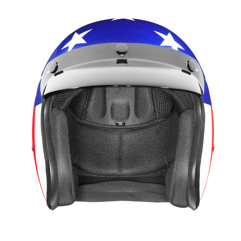 DOT Approved Daytona Cruiser Open Face Motorcycle Helmet - Men, Women & Youth - With Visor & Graphics - W/ Captain America