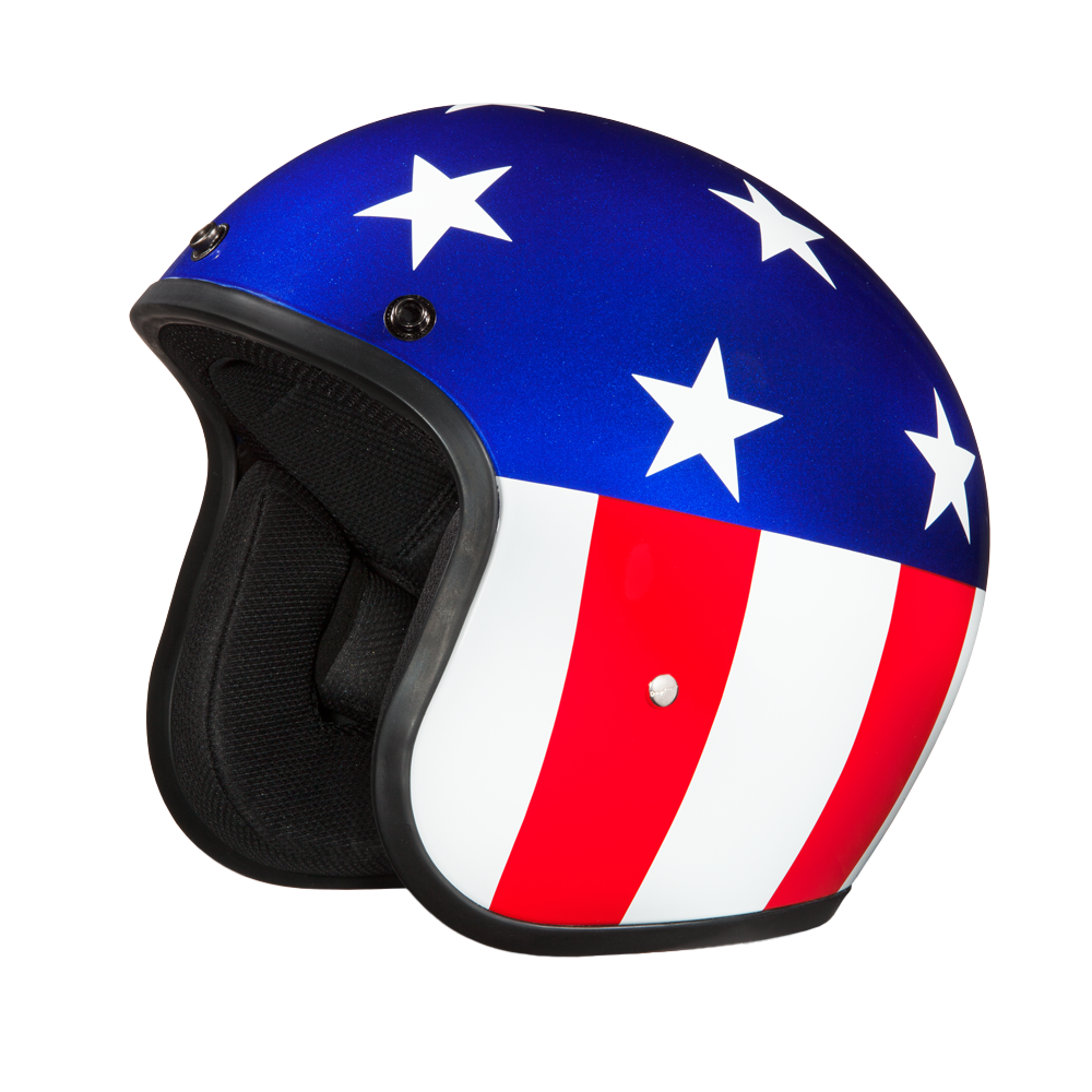DOT Approved Daytona Cruiser Open Face Motorcycle Helmet - Men, Women & Youth - With Visor & Graphics - W/ Captain America