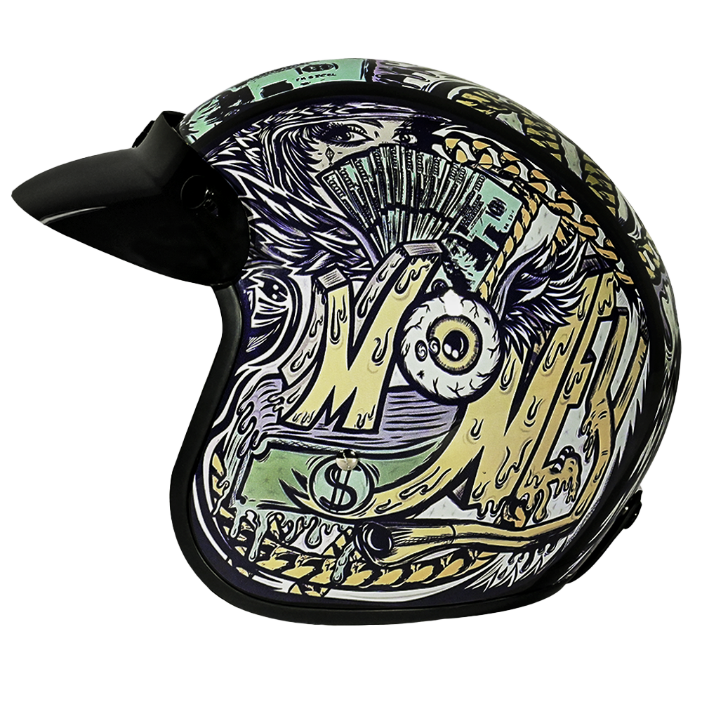 daytona cruiser motorcycle helmets Daytona Cruiser Open Face Motorcycle Helmet - Visor & Graphics - Money | DOT Approved
