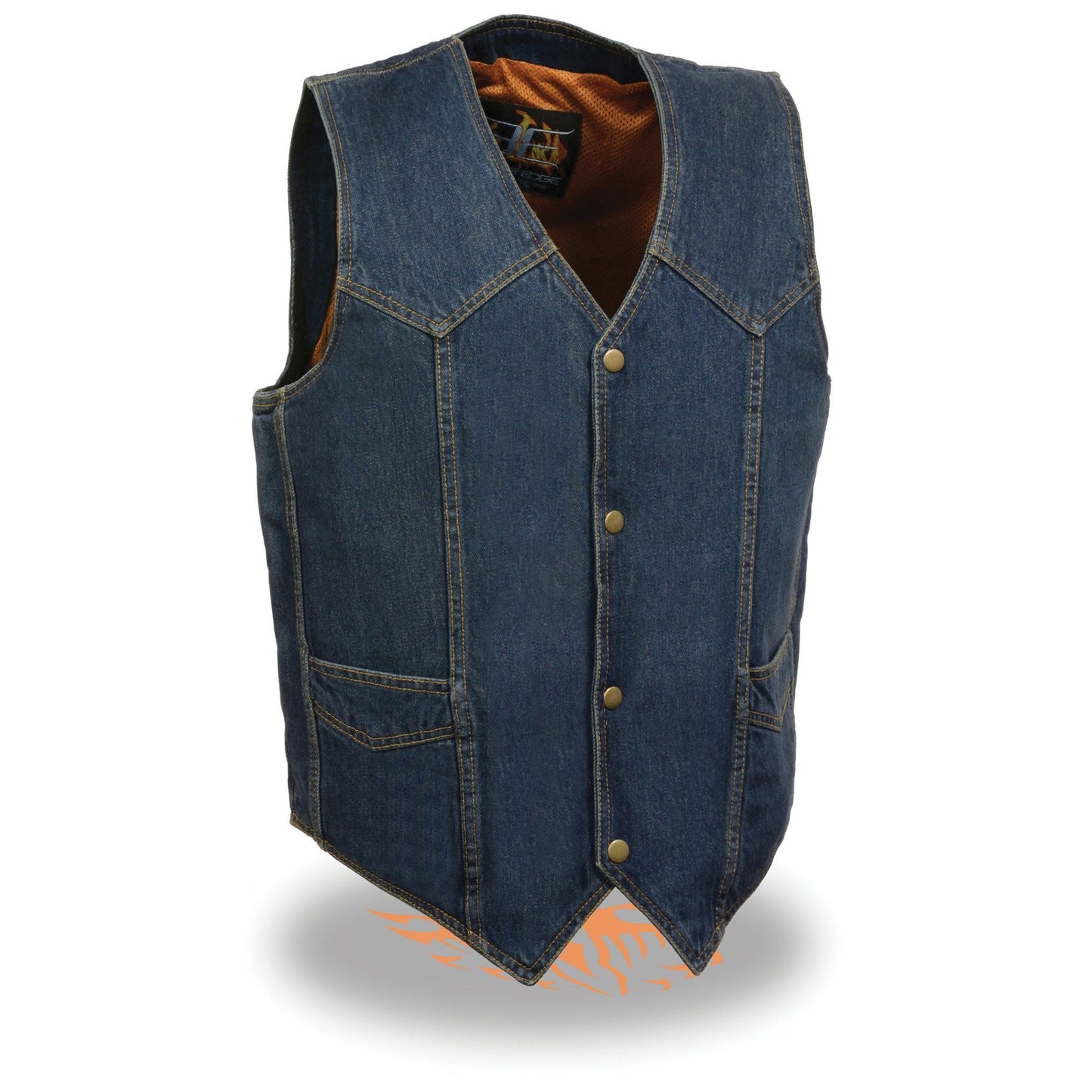 Milwaukee Leather DM1310 Men's Classic Blue Denim Western Style Cowboy Biker Vest w/ Snap Button Closure