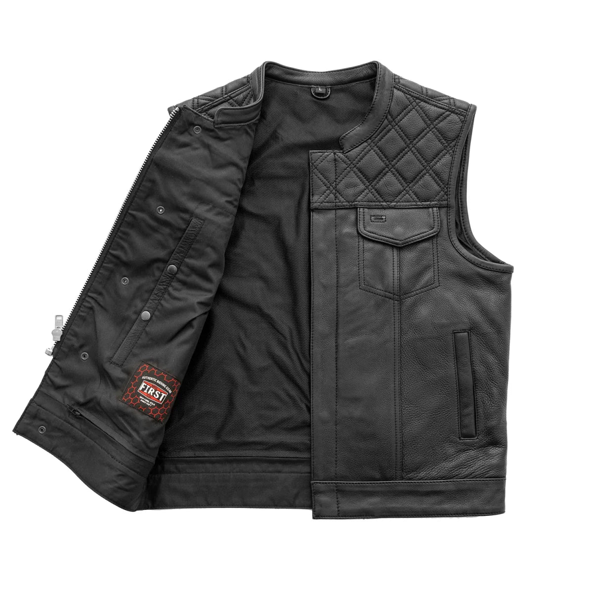 Downside Men's Motorcycle Leather Vest Men's Leather Vest First Manufacturing Company   