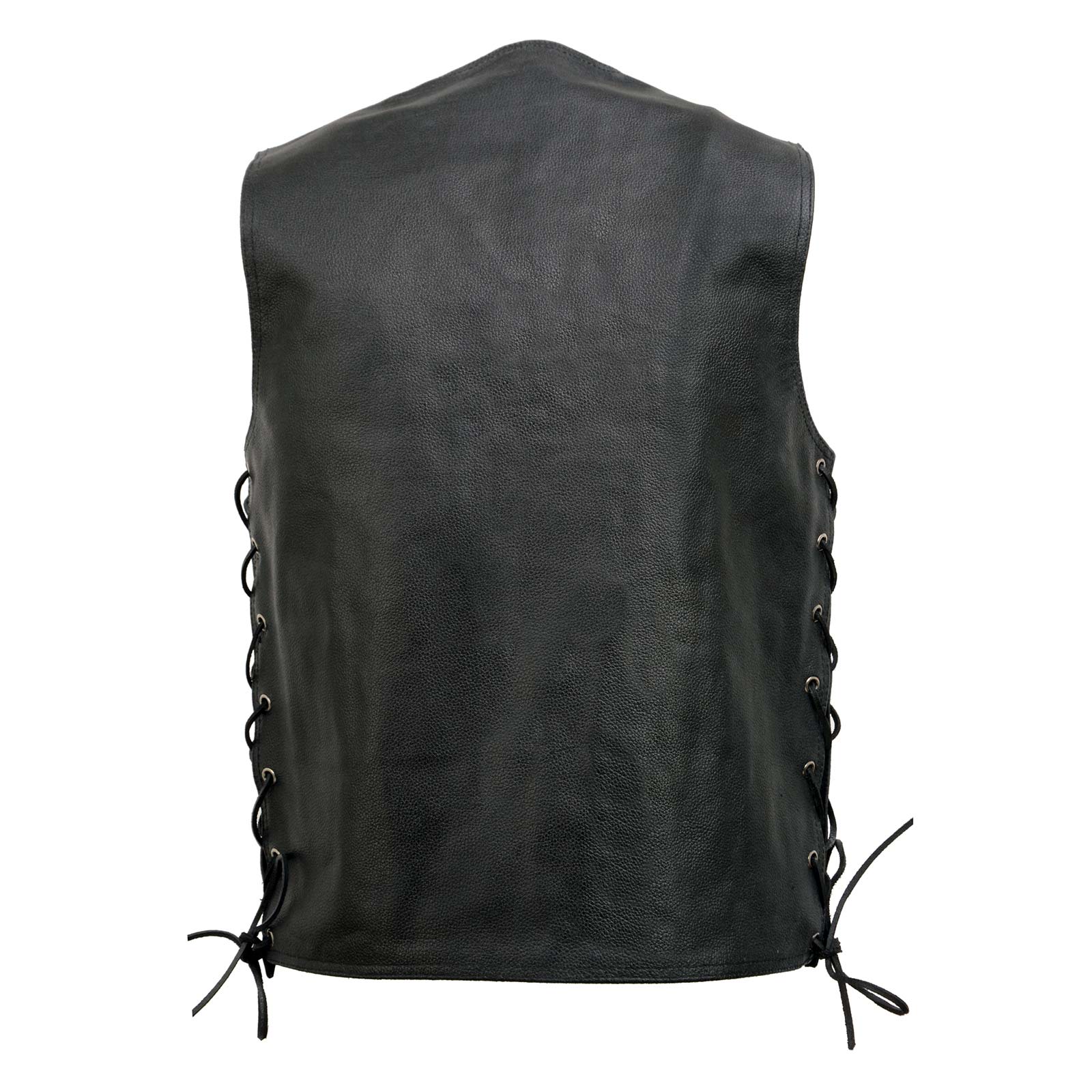 Event Leather EL5360 Black Motorcycle Leather Vest with Denim Style Pockets -Riding Club Adult Vests