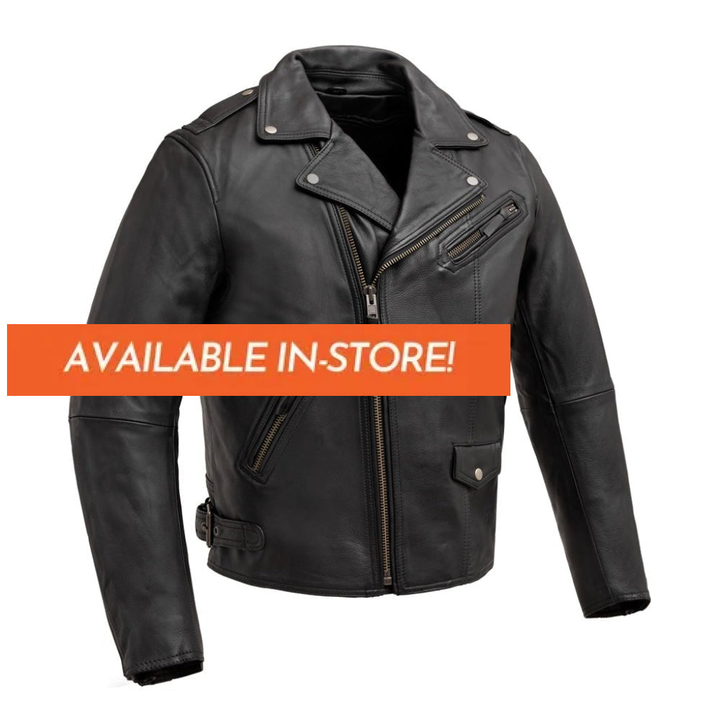 Enforcer Men's Motorcycle Leather Jacket Men's Leather Jacket First Manufacturing Company Black S 