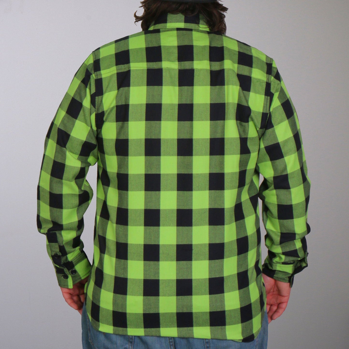 Hot Leathers Men's 'Black Crest' Black/Green Cotton Flannel Shirt - Button Front - Riding/Casual/ Work Wear - FLM2005