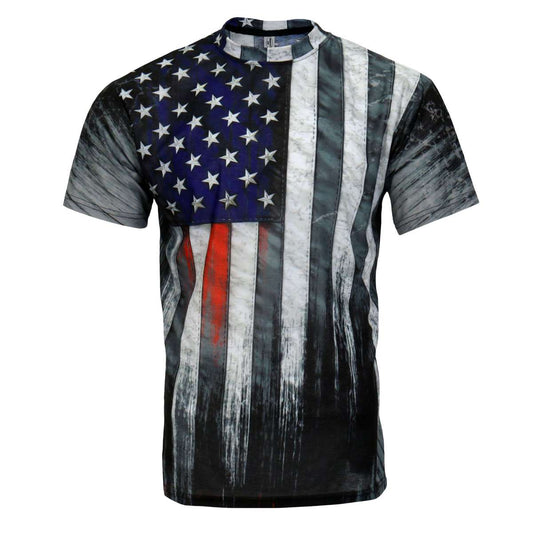 Men's short sleeve t-shirt with 3D all over printed American flag design