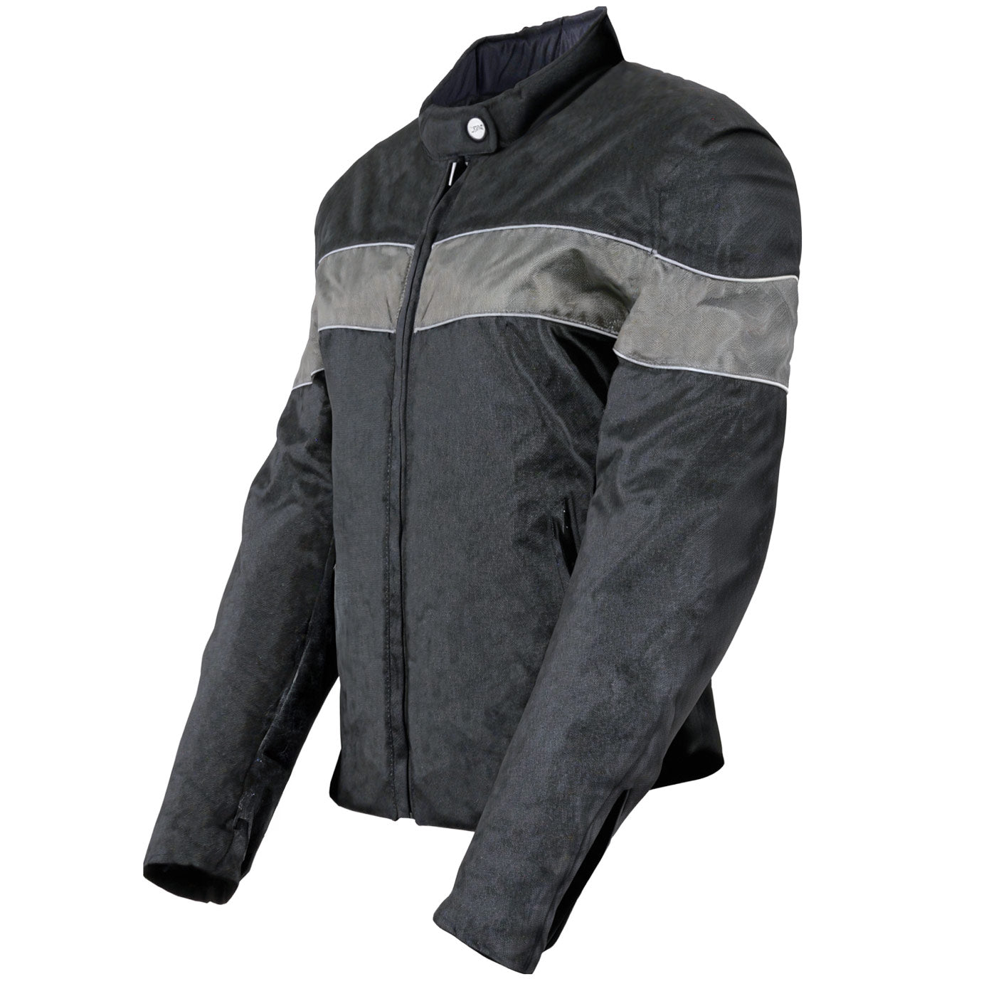 Milwaukee Leather SH2261 Women's Lightweight Black and Grey Textile Motorcycle Jacket with Reflective Piping