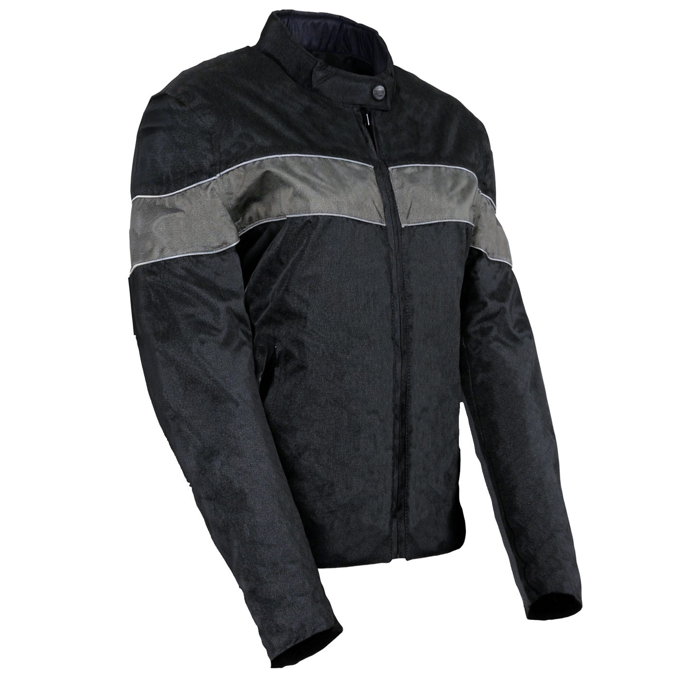 Milwaukee Leather SH2261 Women's Lightweight Black and Grey Textile Motorcycle Jacket with Reflective Piping