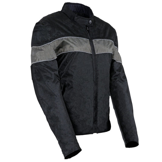 Milwaukee Leather SH2261 Women's Lightweight Black and Grey Textile Motorcycle Jacket with Reflective Piping