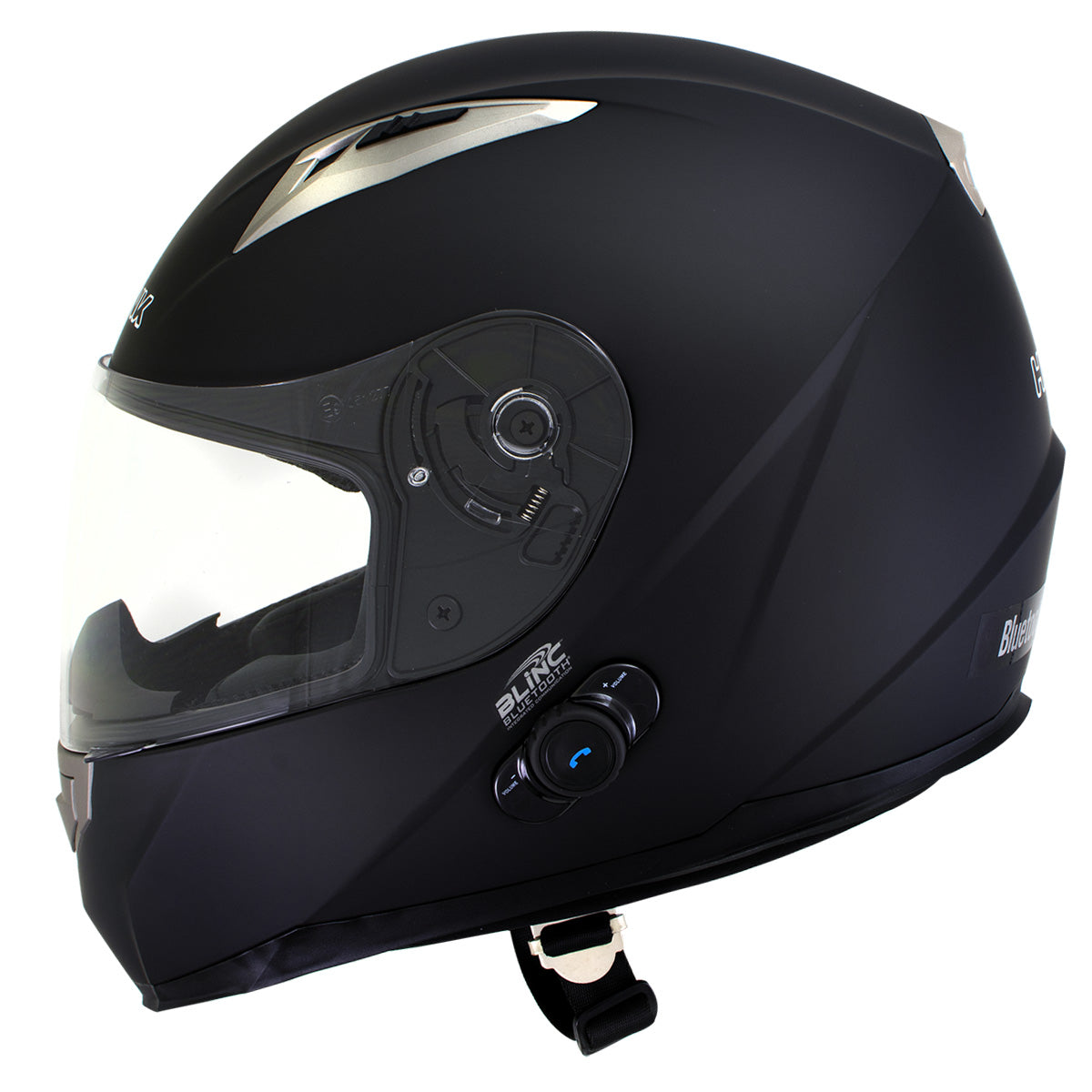 bluetooth motorcycle helmet matte black full face Milwaukee Helmets H500 Flat Black Chit-Chat Black Full Face Motorcycle – Extreme Biker Leather