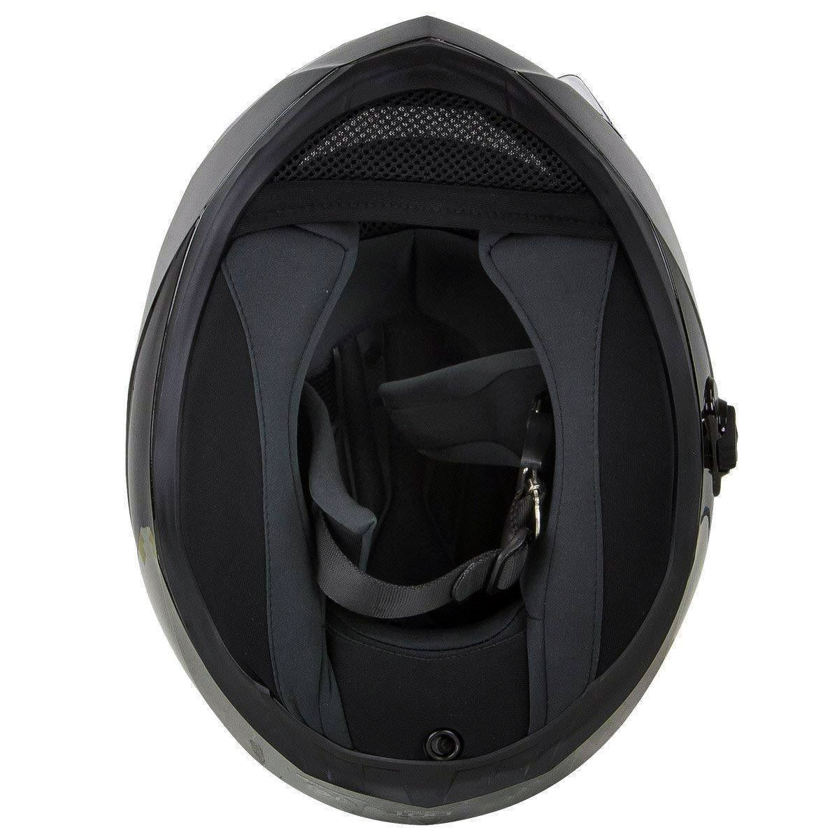 Milwaukee Helmets H510 Gloss Black 'Chit-Chat' Full Face Motorcycle Helmet w/ Intercom - Built-in Speaker and Microphone for Men / Women