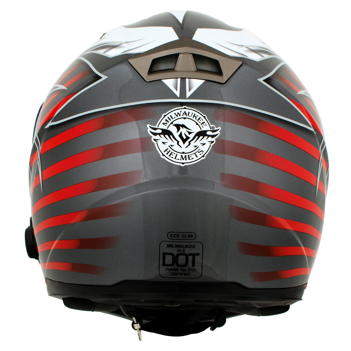 dot motorcycle helmets full face red and black Milwaukee Helmets H520 Titanium and Red Chit-Chat Black Full Face Motorcycle Helmet w/ Intercom