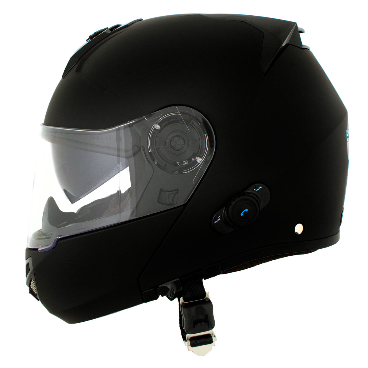 Milwaukee Helmets H7005 Flat Black 'Mayday' Modular Motorcycle Helmet w/ Intercom - Built-in Speaker and Microphone for Men / Women