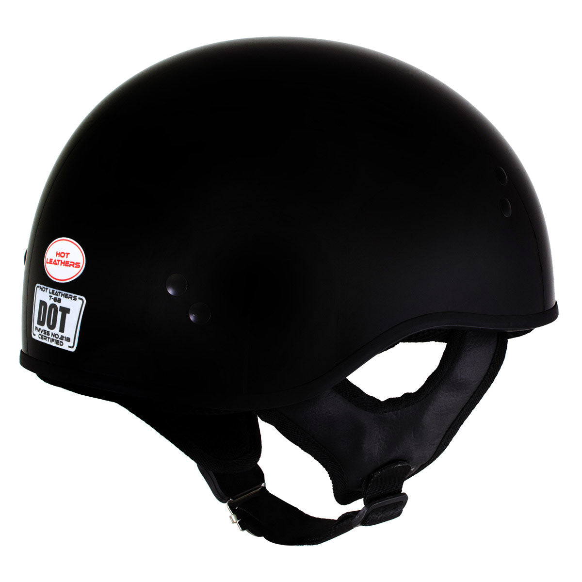 flat black or gloss motorcycle helmet Hot Leathers HLD1002 'Gloss Black' Motorcycle DOT Skull Cap Helmet