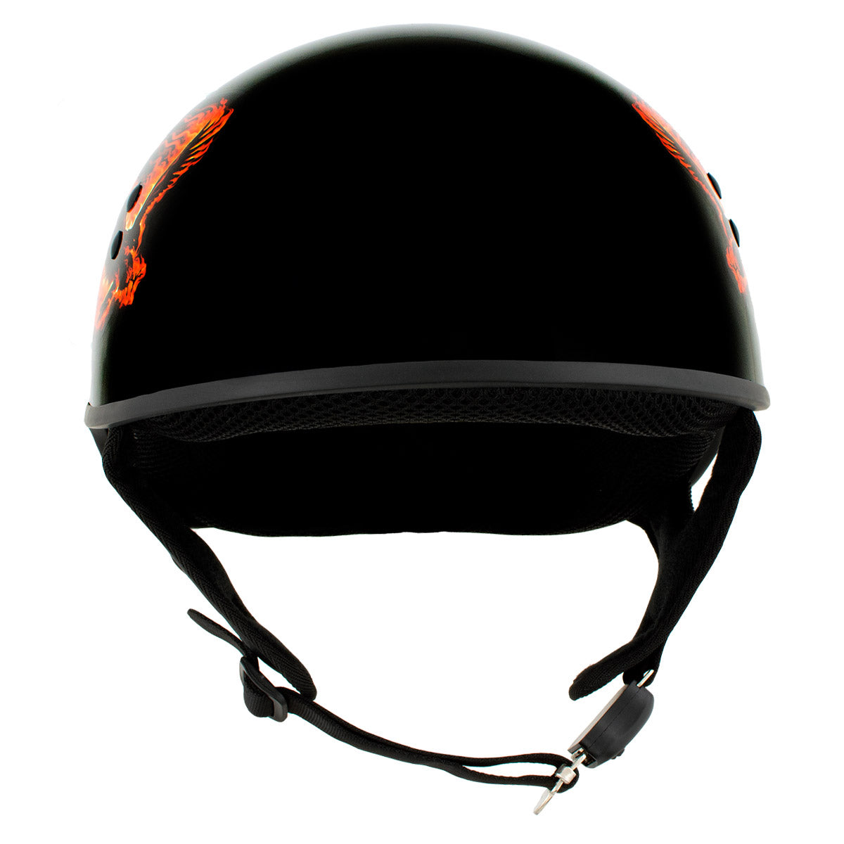 feather skull motorcycle helmet Hot Leathers HLD1006 Black Out Eagle Motorcycle DOT Approved Skull Cap Half Helmet Bikers