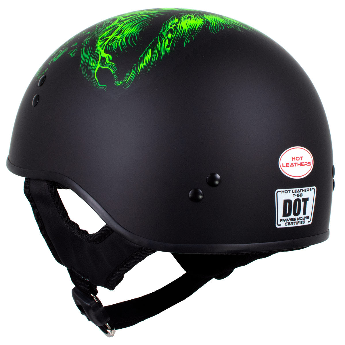 Hot Leathers HLD1030 Flat Black Shredder Motorcycle DOT Approved Skull Cap Half Helmet Biker Hot Leathers HLD1030 Flat Black Shredder Motorcycle DOT Approved Skull Cap Half Helmet Biker