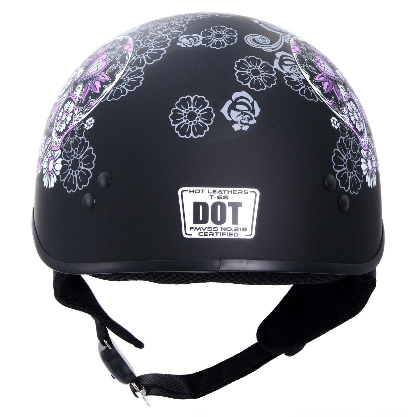 Hot Leathers HLD1031 Sugar Skull Flat Black Motorcycle DOT Approved Skull Cap Half Biker Helmet Hot Leathers HLD1031 Sugar Skull Flat Black Motorcycle DOT Approved Skull Cap Half Biker Helmet