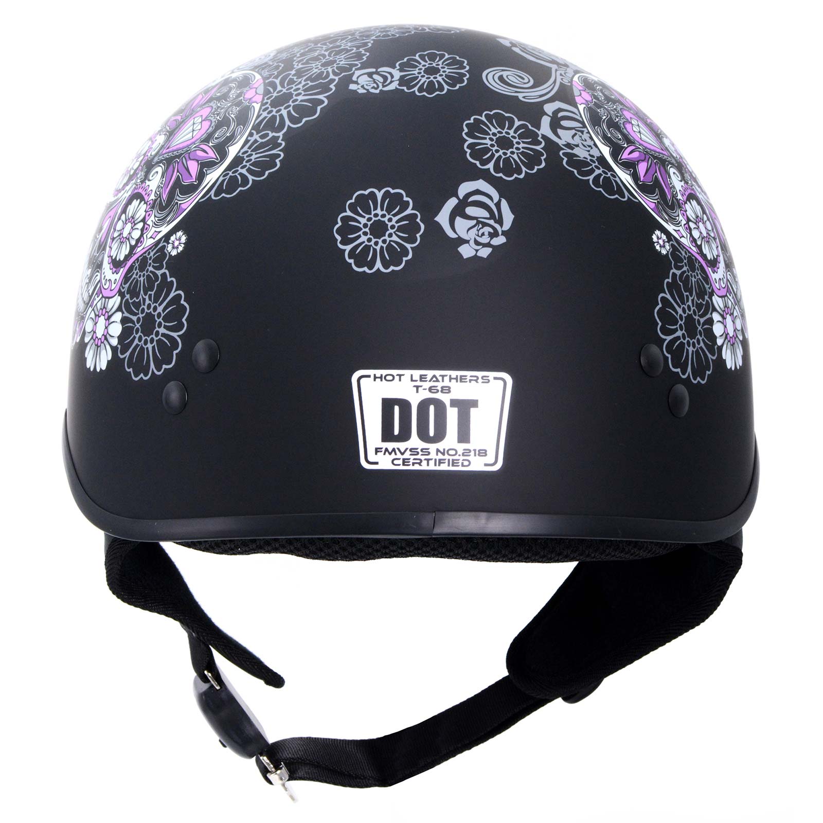 dot motorcycle half helmets Smallest, Lightest SOA Style Approved Helmet 1 1/4 inches Hot Leathers HLD1031 Sugar Skull