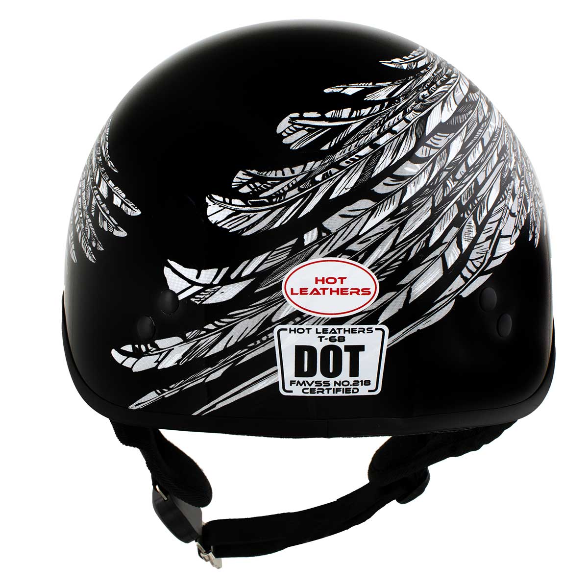 Hot Leathers Hld1032 Black 'Indian Skull' Motorcycle DOT Approved Skull Cap Half Helmet for Men and Women Biker